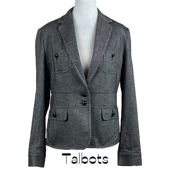 Talbots Gray Black Wool Blend CastleCore Academia Jacket NWOT Size 10 - Picture 1 of 10